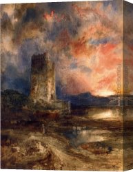 Study of a Punt Moored at Twickenham Canvas Paintings - Sunset on the Moor I by Thomas Moran