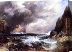 North Lake Canvas Paintings - Tantallon Castle, North Berwick, Scotland by Thomas Moran