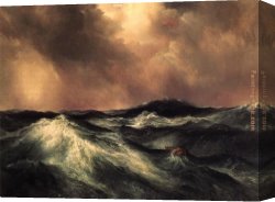 Puffins Over Sea Canvas Paintings - The Angry Sea by Thomas Moran