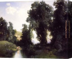 Hole Canvas Paintings - The Bathing Hole,Cuernavaca,Mexico by Thomas Moran