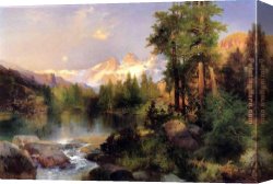 Moran Canvas Paintings - The Three Tetons by Thomas Moran