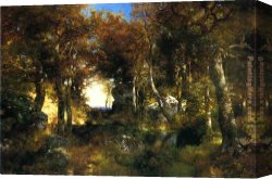 Jas De Bouffan The Pool Canvas Paintings - The Woodland Pool by Thomas Moran