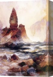 Virgin of The Rocks Canvas Paintings - Tower Falls and Sulphur Rock,Yellowstone by Thomas Moran