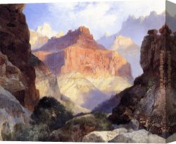 Grand Canvas Paintings - Under the Red Wall,Grand Canyon of Arizona by Thomas Moran