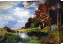 East Bergholt Rectory Canvas Paintings - View of East Hampton by Thomas Moran