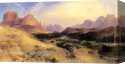 Valley of The Yosemite Canvas Paintings - Zion Valley, South Utah by Thomas Moran