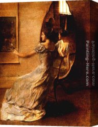 Mirror Canvas Paintings - Before a Mirror by Thomas Wilmer Dewing