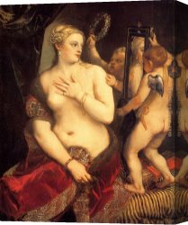Mirror Canvas Paintings - Venus in front of the mirror by Titian