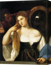 Mirror Canvas Paintings - woman with a mirror by Titian