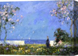 Mediterranean Canvas Paintings - Garden Terrace by Tom Mostyn