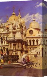 Basilica Di San Marco Canvas Paintings - Piazza San Marco by Ulpiano Checa y Sanz
