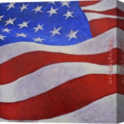 American Artist And Model I Canvas Paintings - American Flag by Unknown Artist