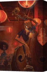 Player Canvas Paintings - Bass Player by Unknown Artist