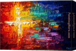 Colorful Canvas Paintings - Cross colorful by Unknown Artist