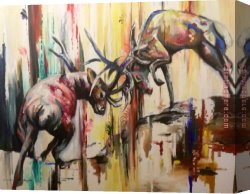 Deer Canvas Paintings - Deers by Unknown Artist