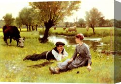 Edouard Canvas Paintings - edouard debat ponsan flirting by Unknown Artist