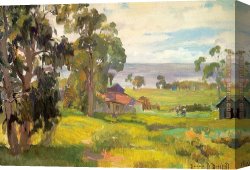 Coast Canvas Paintings - Houses Along the Coast by Unknown Artist