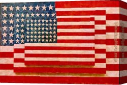 John Linnell Canvas Paintings - Jasper Johns three flags by Unknown Artist