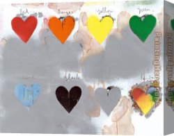 Hearts And Flowers I Canvas Paintings - Jim Dine Hearts by Unknown Artist