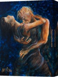 The Kiss Canvas Paintings - kiss painting of lovers by Unknown Artist
