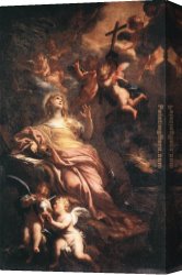 Deserted Canvas Paintings - Magdalene in the Desert by Domenico Piola 1674 by Unknown Artist