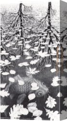 Artist's Canvas Paintings - MC Escher Three Worlds by Unknown Artist