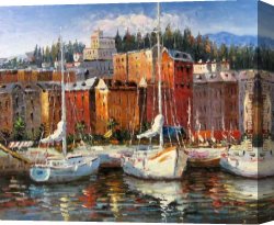 Mediterranean Canvas Paintings - Medi001 by Unknown Artist
