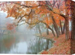 Autumn Canvas Paintings - Mike Jones Autumn Reflections by Unknown Artist