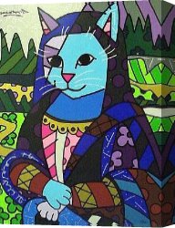 Mona Lisa Painting Canvas Paintings - Mona cat by Unknown Artist