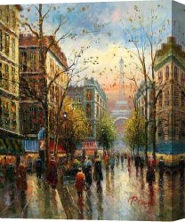 Artist's Canvas Paintings - Paris Eiffel Tower by Unknown Artist
