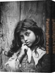 Portrait of a Girl Wearing a Pearl Necklace Canvas Paintings - portrait of a small sicilian girl of common class by Unknown Artist