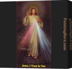 Portrait of Suzy Solidor Canvas Paintings - portrait of jesus of divine mercy by Unknown Artist