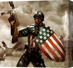 America Canvas Paintings - Retro Captain America by Unknown Artist