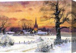 Church Canvas Paintings - Snow Church by Unknown Artist