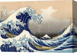 Wave Canvas Paintings - The Great Wave of Kanagawa by Katsushika Hokusai by Unknown Artist