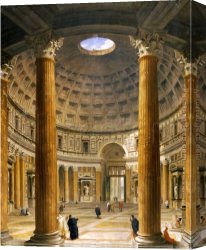 North Canvas Paintings - The Interior of the Pantheon, Rome, Looking North from the Main Altar to the Entrance by Unknown Artist