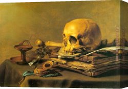 Artist's Canvas Paintings - Vanitas Still Life by Unknown Artist