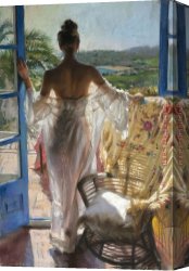 A Holiday Gathering Canvas Paintings - Holiday in Village by Vicente Romero Redondo