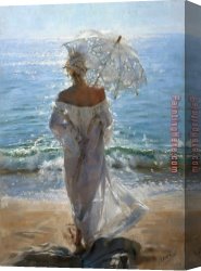Walk Canvas Paintings - Walk on The Beach by Vicente Romero Redondo