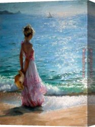 Walk Canvas Paintings - Walk on The Beach B by Vicente Romero Redondo