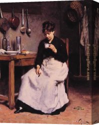 Gilbert Canvas Paintings - A Cup of Coffee by Victor Gabriel Gilbert