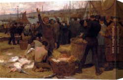 Gilbert Canvas Paintings - A Good Haul by Victor Gabriel Gilbert