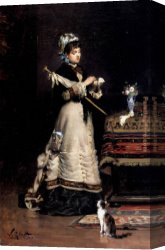 Gilbert Canvas Paintings - After The Visit by Victor Gabriel Gilbert