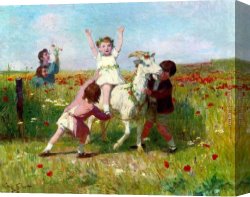 Gilbert Canvas Paintings - New Tricks by Victor Gabriel Gilbert