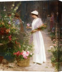 Alexandre-gabriel Canvas Paintings - Picking Flowers by Victor Gabriel Gilbert