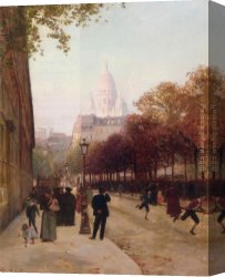 Mlle. Irene Cahen D'anvers Canvas Paintings - Place D'Anvers Et Le Sacre Coeur Paris by Victor Gabriel Gilbert