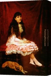 Gilbert Canvas Paintings - Portrait De Juene Fille Portrait of a Girl by Victor Gabriel Gilbert