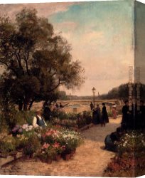 Gilbert Canvas Paintings - Quai Aux Fleurs by Victor Gabriel Gilbert