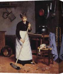 Gilbert Canvas Paintings - Sweeping the Feathers by Victor Gabriel Gilbert