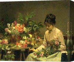 Alexandre-gabriel Canvas Paintings - The Flower Seller by Victor Gabriel Gilbert